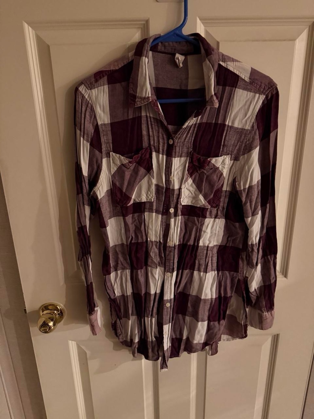 Darling Purple and White Plaid Button-Down Shirt
